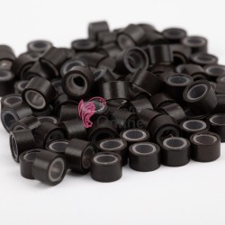 Inele microring cu silicon pentru extensii de par 100 bucati de 5mm Cod 08859 Saten Inchis